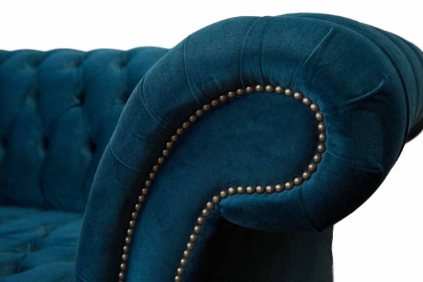 Design Luxus Chesterfield Sofa 4-Sëtz Couch Polstersofa Miwwelen Blo