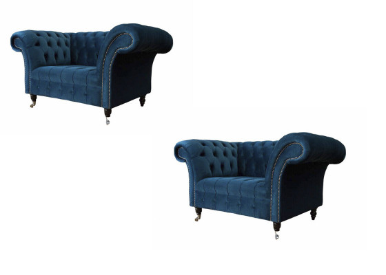 Chesterfield Sesselen Miwwel Set 2x Einsitzer Set Luxus Sesselen Couchen 2tlg.