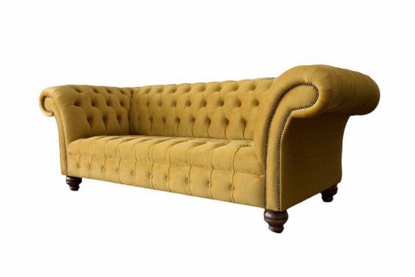 Chesterfield 3 Sëtzer Designer Sofa Couch Polsterung Sofas Couches Stoff