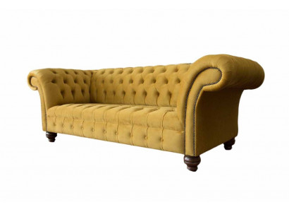 Chesterfield 3 Sëtzer Designer Sofa Couch Polsterung Sofas Couches Stoff