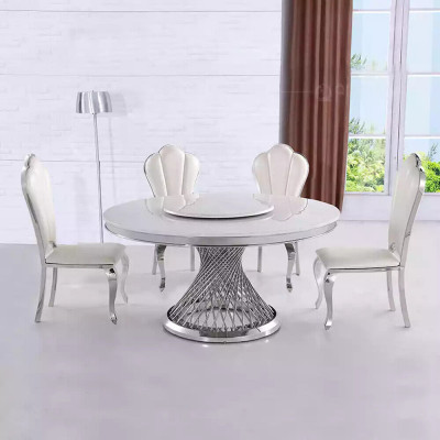 Ronnt Dësch Gëllenen Fouss Chrom Ronndësch Dëscher Iessdëscher Luxus 130cm