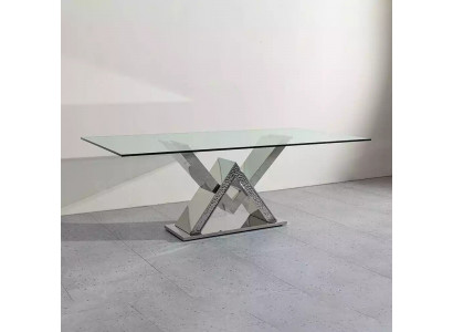 Luxus Iessdësch Säilendësch Sëlwer Iessdëscher Iesszëmmer Dësch Glasdësch