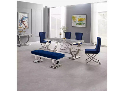 Luxus Iessdësch Säilendësch Iessdëscher Iesszëmmerdësch Sëlwer 200x100