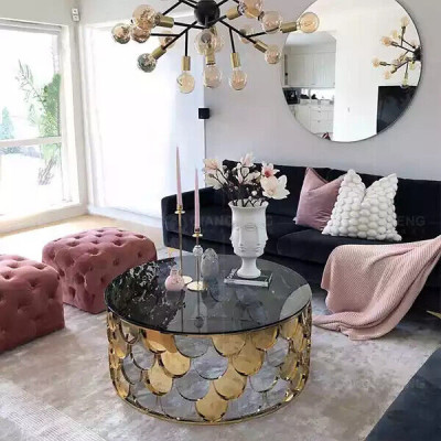 Design Couchtisch Wunnzëmmer Ronnd Couchtischen Ronnden Dësch Bäistelltësch