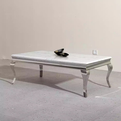 Couchtisch Design Wunnzëmmer Luxus Dësch Sofa Beistelltësch 130x70 Sëlwer