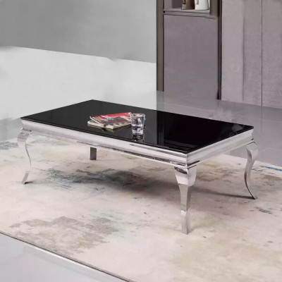 Couchtisch Design Wunnzëmmer Luxus Dësch Sofa Beistelltësch 130x70 Sëlwer