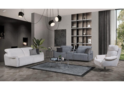 Luxuriéist Wunnzëmmer Set 2x 3-Sëtzer Sofas mat Musekssystem an Fotell