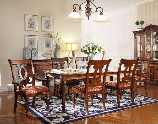 Iesszëmmer Iessdësch 4x Stull 2x Stull Garnitur Set 7tlg Luxus Holz Miwwelen