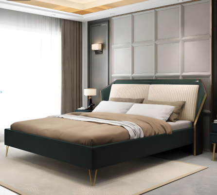 Luxus Textilbett Duebel Design Schlofzëmmer Better Metall Gréng Nei