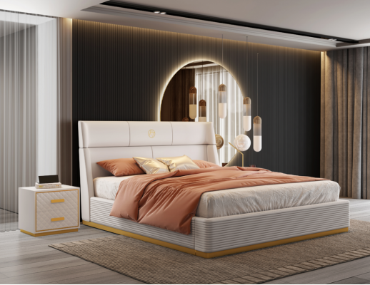 Designer-Bett Schlofzëmmer Duebelbett Better Luxus Polster Hotel Nei