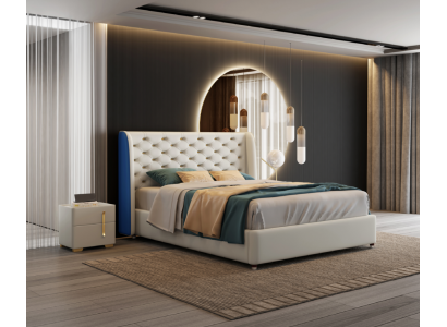 Schlofzëmmer Miwwelen Designer Bett, Bettgestell, Duebelbetter, Eleganz, Holz