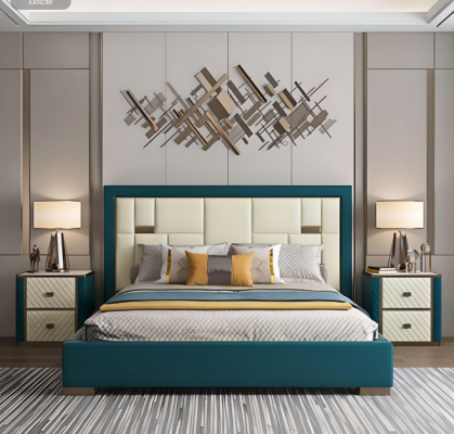 Luxus Schlofzëmmer Bett Polsterdesign 180x200cm Duebel Hotelbetter Nei