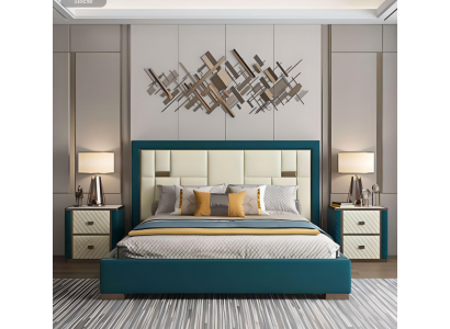 Luxus Schlofzëmmer Bett Polsterdesign 180x200cm Duebel Hotelbetter Nei