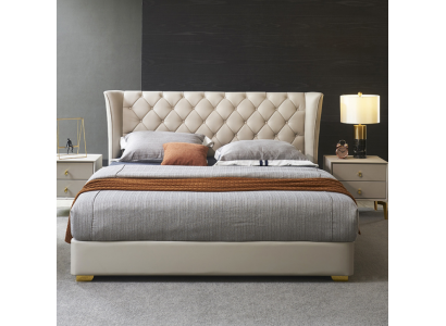 Chesterfield Design Bett Schlofzëmmer Kënschtlecher Liederpolster 180x200 Nei