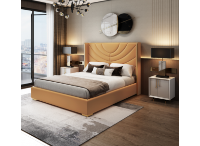 Design Duebelbett Bett 180x200cm Hotel Miwwelen Luxus Polster Schlofkummer