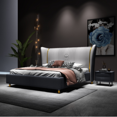 Luxus Bett aus Holz, Polsterbett, Schlofkummer 180x200cm Duebelbett Hotel Nei