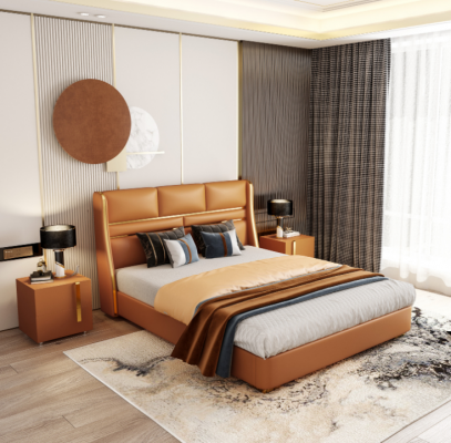 Duebelbett Schlofzëmmer Bett Luxusméibelen Duebel Hotel Ariichtung 180x200