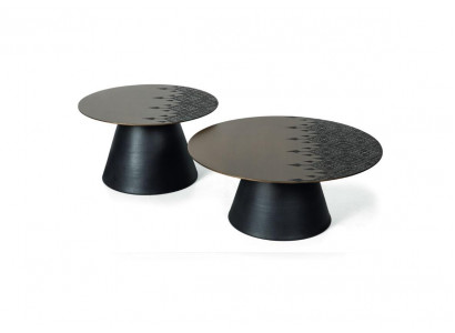 Set 2x Designer-Couchtisch schwaarz Faarf Wunnzëmmerdësch Dëscher