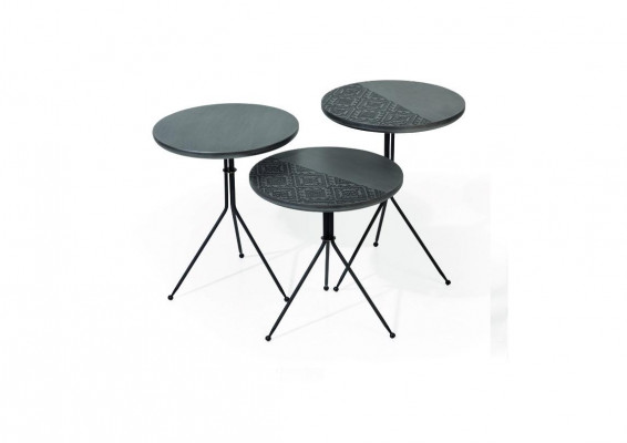 Luxus brong Niewendëscher Set 3x Ronndëscher Modern Wunnzëmmer Dësch