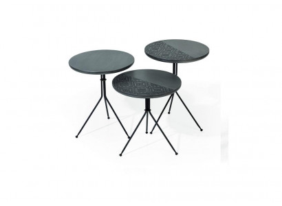 Luxus brong Niewendëscher Set 3x Ronndëscher Modern Wunnzëmmer Dësch