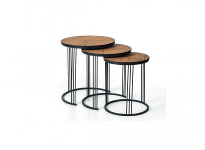 Doppel Set 3x Salontafel Niewentafel Design Wunnzëmmerdësch Dëscher