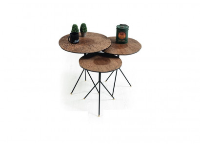 Ronne Set 3x Kaffisdësch luxuriéis Niewendësch Wunnzëmmer Descher Dësch