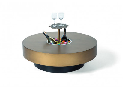 Couchtisch Design modern gëllen Faarf Miwwelen Elegante Wunnzëmmer