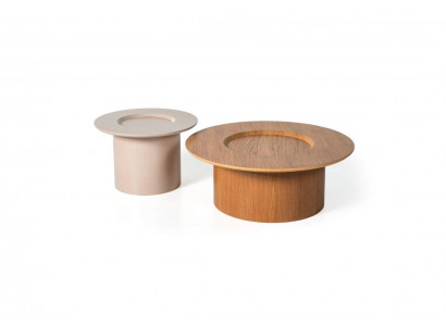Set vu 2 luxuriéise Canapé-Dëscher Säitentafel Designer Wunnzëmmerdësch Ronnd Dëscher