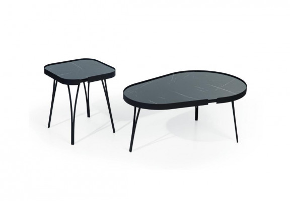 Designer-grauen Dëschset Luxus 2x Dëscher Ronn Bäistelltëscher Dësch