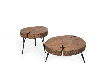 Modern hëlzen Dëscher fir de Wunnzëmmer, ronn 2x Dëscher Miwweldesign.