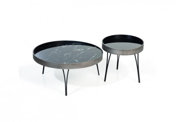 Ronnen Set 2x Zalouschtëscher Kaffisdësch Bäistelltësch Design Wunnzëmmer