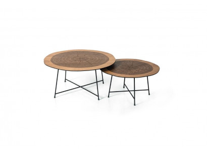 Couchtisch Holz brong Niewenzëmmerdësch Designer Wunnzëmmertësch Dëscher 2x Dësch