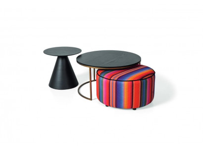 Designer Wunnzëmmer Set 3tlg. Luxus 2x Kaffisdësch a Schaaf Holzmiwwel