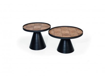 Duebel Couchtisch Schwaarze Kaffisdësch Design Wunnzëmmerdësch Set 2x