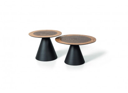 Luxus Duebel Set 2x Couchtisch Holz Stil Wunnzëmmer Miwwelen Schwaarzen Dësch