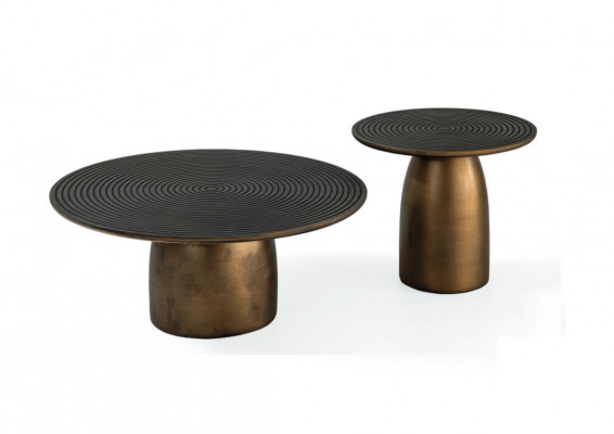 Couchtisch-Set 2x rond Wunnzëmmer Dësch Edelstol Luxus Gold 2tlg. Dëscher