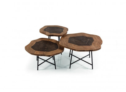 Couchtisch Holz brong Kaffisdësch Designer Stuffdësch Dëscher 3x
