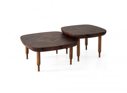 Luxus Salontisch Set 2x Salontischen Wunnzëmmer Holz Braun Miwwelen Dësch