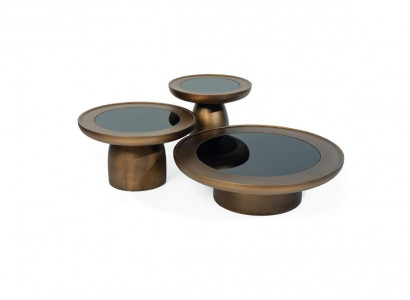 Designer Salontësch Set fir d'Wunnzëmmer 2x Edelstol Glas Modern Luxus Dësch