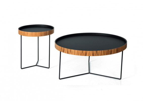 Beischatz Set 2x Schwaarze Miwwel Dësch Wunnzëmmer Luxus Ronnen Dëscher