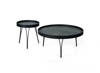 Couchtisch Luxus Designer Wunnzëmmertisch Dëscher 2x Kaffisdësch Schwaarz