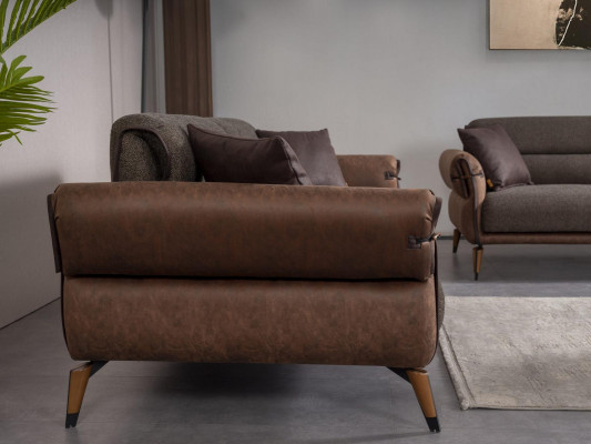 Polstermöbel Textil Wunnzëmmer Set 3tlg Sofa Zweisëtz Sessel Nei Ariichtung