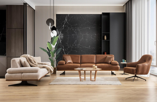 Sëtzegrupp Sofa Viersëtzer Modern Drésëtzer Canapé Wunnzëmmer Fauteuil Neit