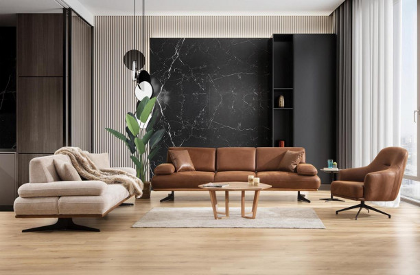 Wunnzëmmer Set 2tlg Modern Véiersëtzer Canapé Couch Luxus Fautteuil Sofagarnitur
