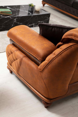Wunnzëmmer Komplett 3tlg Modern 2x Dräisëtzer Sofa Couch Luxus Fautteuil Neien