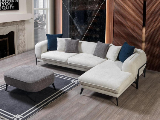 Wunnzëmmer Set 3tlg Sofa L-Form Sofa Couch Dräisëtzer Polstersofa Sessel Neit