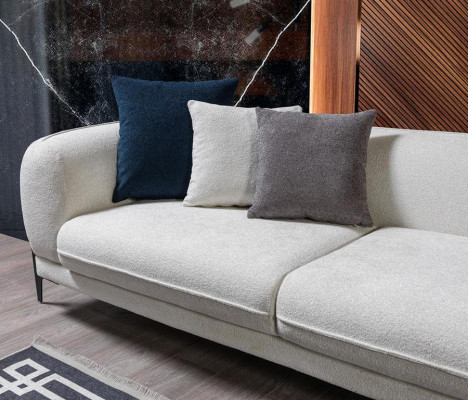 Wunnzëmmer Set 3tlg Sofa L-Form Sofa Couch Dräisëtzer Polstersofa Sessel Neit