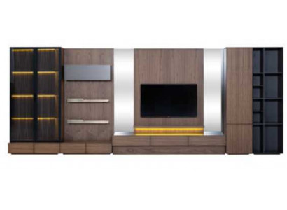 Wunnzëmmer Wunnwand RTV Lowboard Holz Bruan Miwwelen Fernseh Nei XXL 530cm
