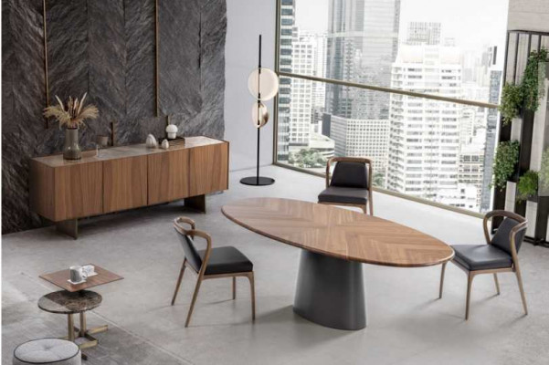 Luxus Iesszëmmer Set Iessdësch mat Moderne Designe 6x Still mat 2x Miwwelmaschéieren