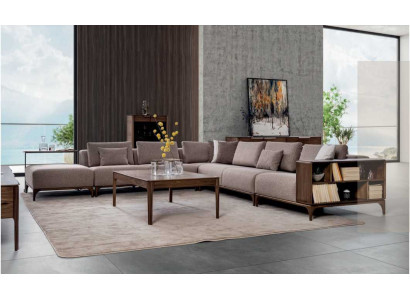 Luxus 2-Teile Wunnzëmmer Set Eckcanapé L-Form mat Dësch Modernen Design